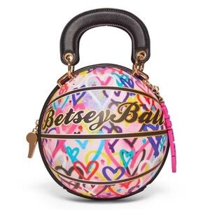 NWT Betsey Johnson Kitsch Betsey-Ball Top
Handle Crossbody Basketball purse.